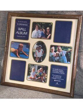 VTG Decorel Inc. Wall Collage Picture Frame 9 Openings for 35mm Prints 14" x 14"